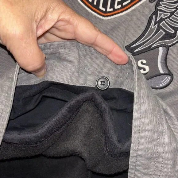 Harley Davidson Jacket Men Coat 2XL Gray Removable Vest Hoodie Embroidered Zip